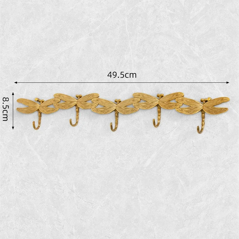 Hangers Key Holder Wall Brass Dragonfly Entrance Hanging Hook Cloakroom Long Rack Hook Home Decoration Housekeeper on Wall