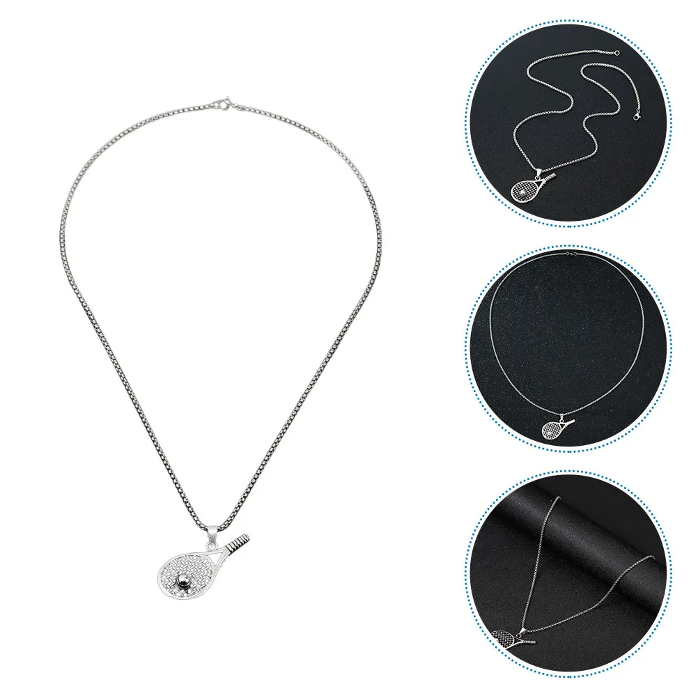 

Racket Necklace Fashionable Creative Sports Pendant Neck Chain Decorative For Women Men Stainless Steel Unique Gift Keepsake