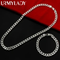 JoBracelets Géométriques en Argent Sterling 925 pour Homme et Femme, Ensembles de Bijoux de ixde Mariage, Cadeaux de Mode, 6mm