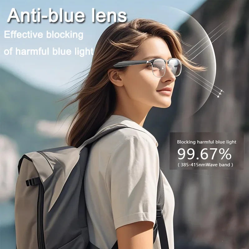 Occhiali audio Bluetooth intelligenti AI Occhiali da traduzione aziendale con montatura in metallo multilingue