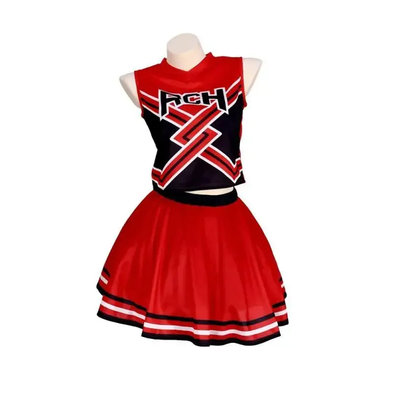 Womens Halloween Cheerleader Cosplay Outfit Bring it On Printed Tank Top Mini Skirt Uniform In Stock view 3