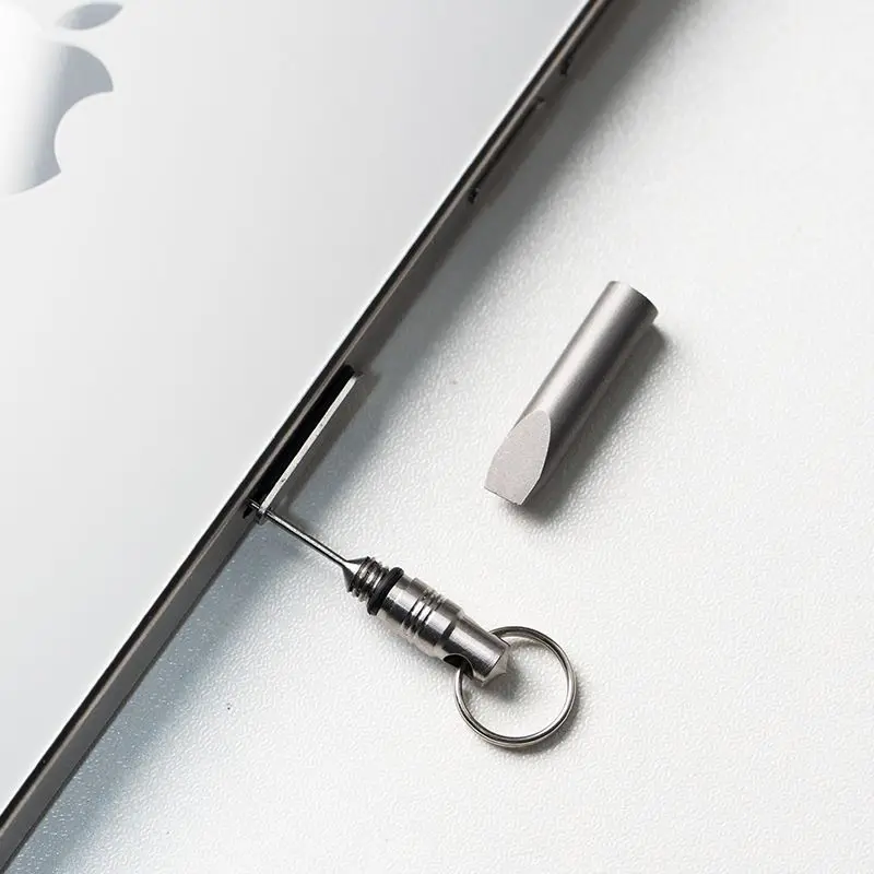 Titanium Alloy Multifunctional Key Pendant Universal Mobile Phone Card Retrieval Pin Reset Device SIM Card