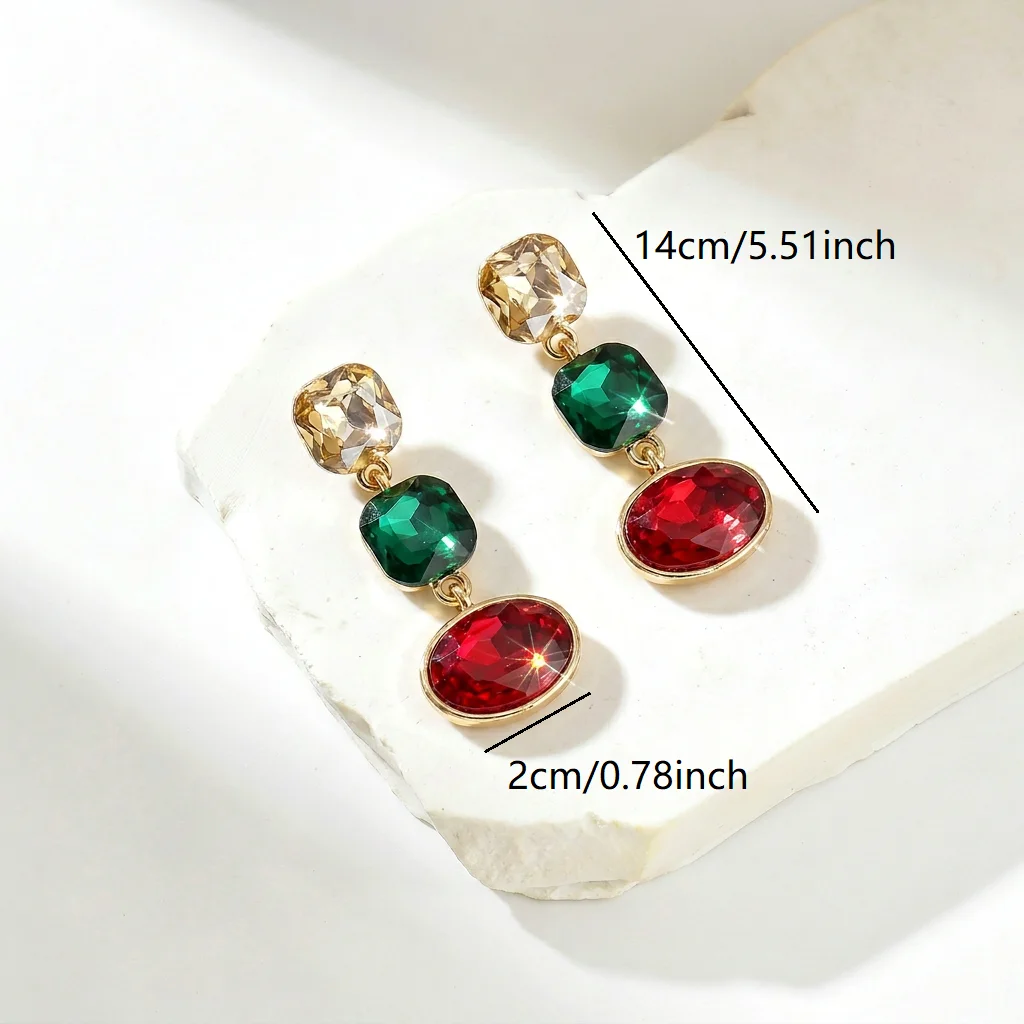 Banquet Party Collision Color Treasure Earrings Women's Long Eye-Catching Earrings Red Carpet Photography Tool
