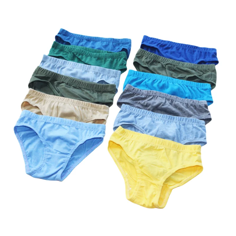 12pcs/Lot Solid Boys Underewears Baby Brief Underwear Kids Panties Suit 1-10Years