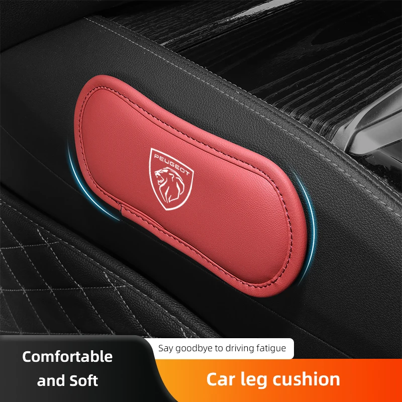 Leather Car Pillow Car Knee Pad Elastic Memory Foam Leg Pad For Peugeot 208 308 206 307 207 3008 407 508 2008 5008 406 408 607