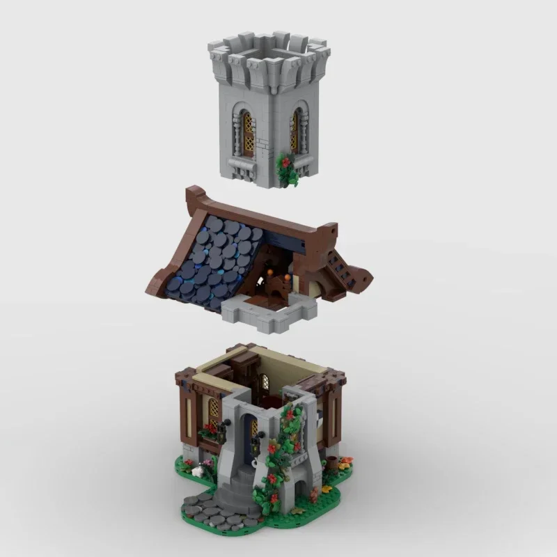 Castelo medieval modelo moc tijolos de construção casa e torre tecnologia blocos modulares presentes brinquedos natal diy conjuntos montagem