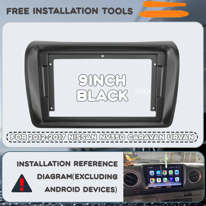 Para 2012-2017 Nissan NV350 caravana Urvan 9 pulgadas adaptador de arnés coche CD MP5 radio Android marco reproductor de vídeo salpicadero multimedia