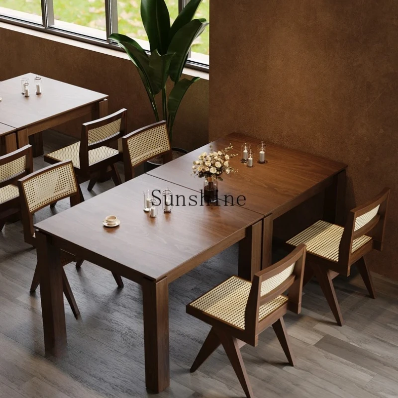 

All solid wood small square table small apartment simple dining room table and chairs