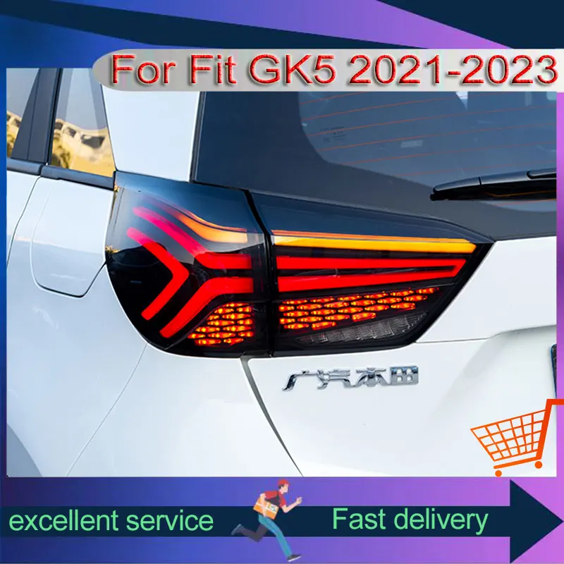 Auto Racing Style Taillights For Honda Fit GK5 2021-2023 Rear Lamps Upgrade LED Running Turn Signal Ligts Automotive Accessories