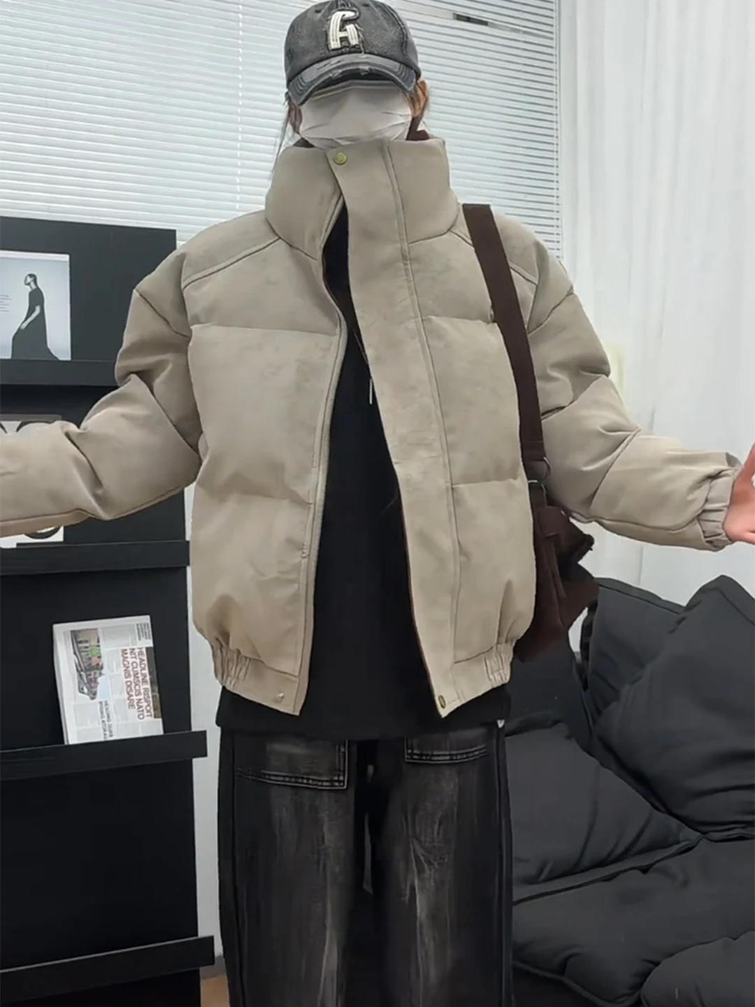 

Мужская зимняя утепленная куртка из матовой искусственной кожи с наполнителем из хлопка, свободного кроя, премиум-класса, в американском стиле