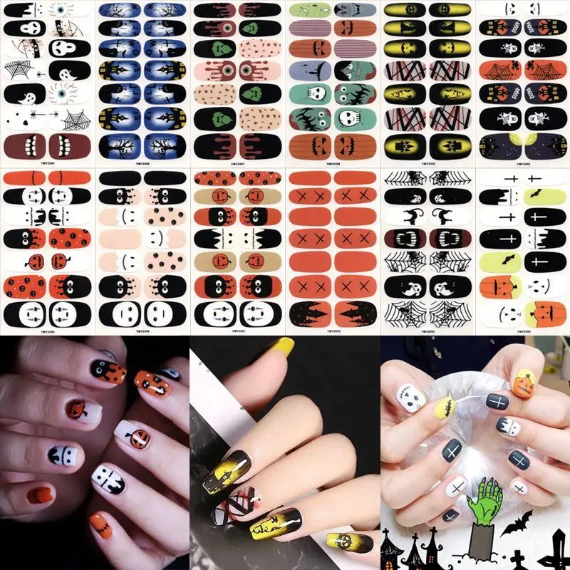 

Full Cover Nail Stickers Ghost Nail Decoration Nails Sticker Designer Self Adhesive Nail Sticker Halloween Nail Art Sticker