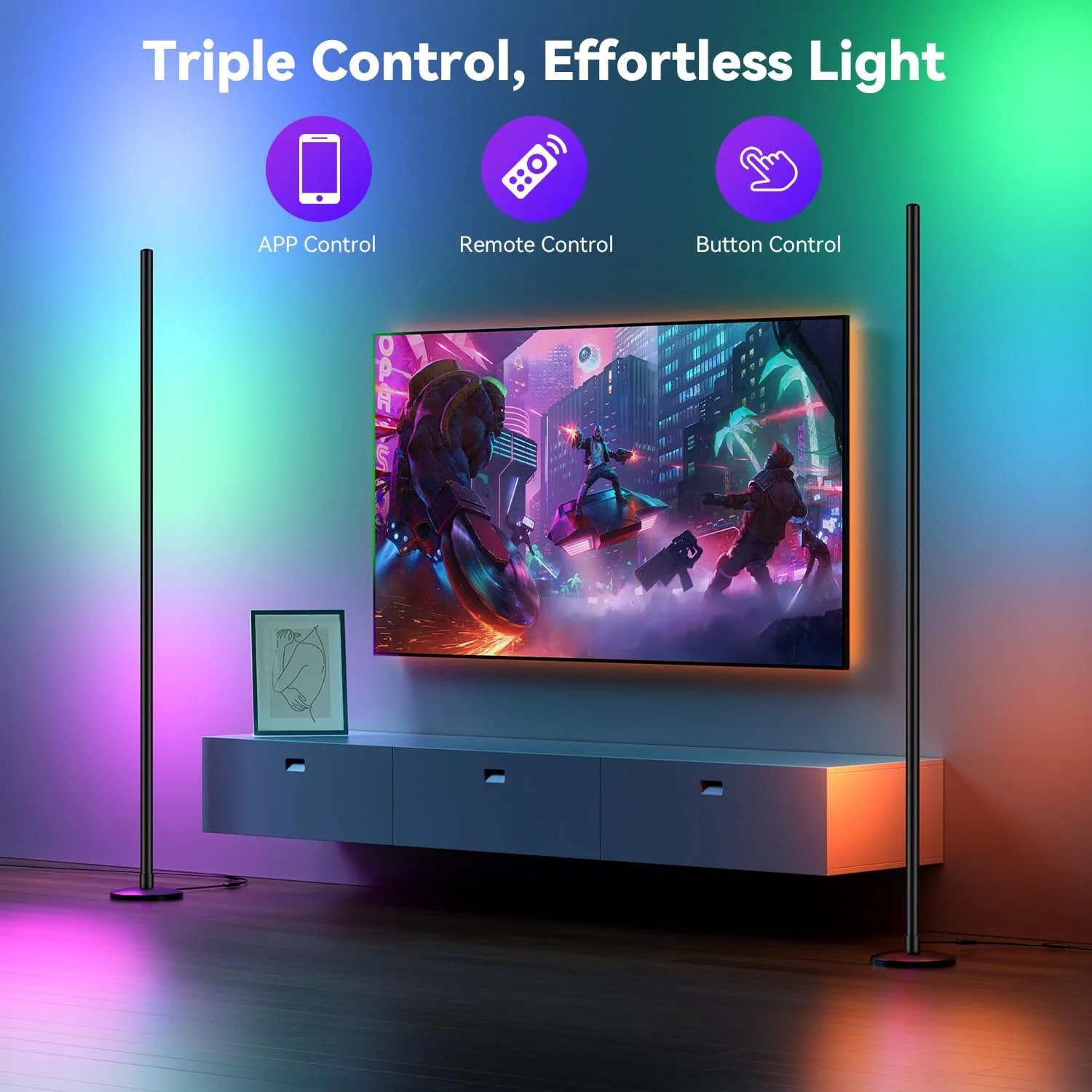 

Corner Floor Lamp RGB IC Light with APP and Remote Control LED Floor Ambient Lights with16 Million DIY Colors Color Changing