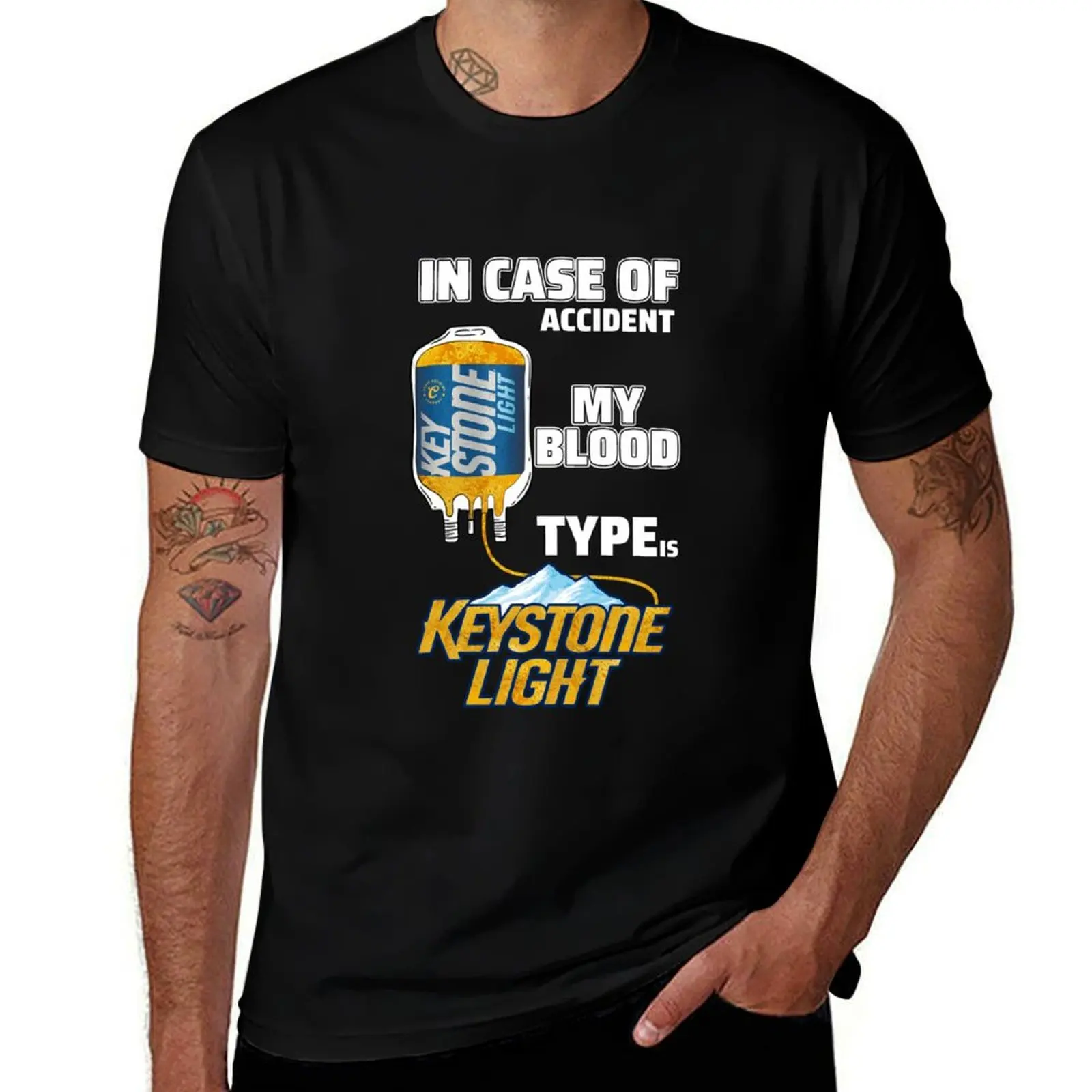 

In Case Of Accident My Blood Type Is Keystone Light Shirt T-Shirt Holiday Casual Short Sleeve Top