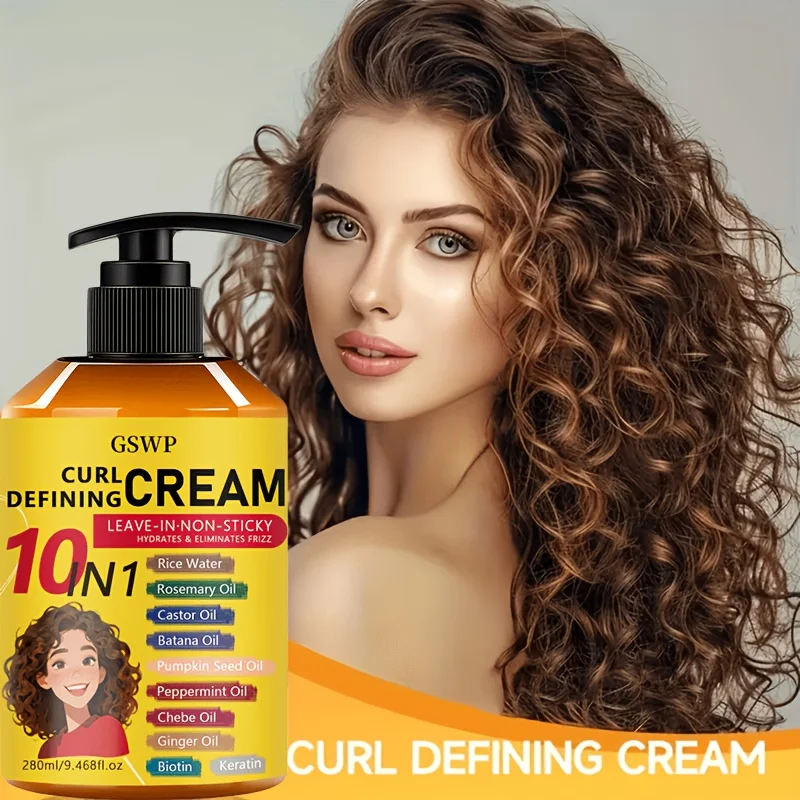 GSWP10-in-1 Curl Defining Cream: Creates Visibly Bouncy, Frizz-Free Curls and Waves with Lasting Elasticity.280ml