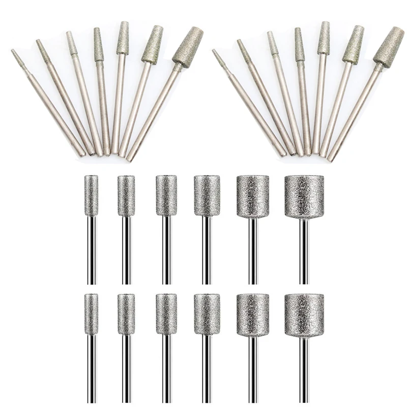 

26Pcs Stone Carving Set Compatible with Dremel,3mm 2.35mm Flat Conical Cylindrical Diamond Burr Bits for Stone Rocks Grinding