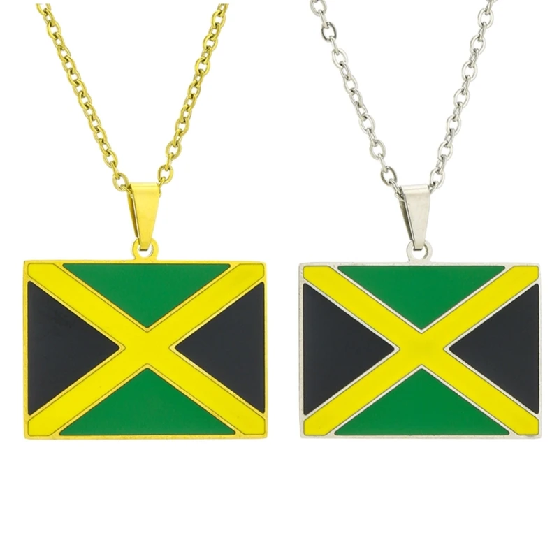 Jamaica Necklace Stainless Steel Jamaica Map Culture Necklace Fashion Jewelry Suitable for Various Occasions Dropship