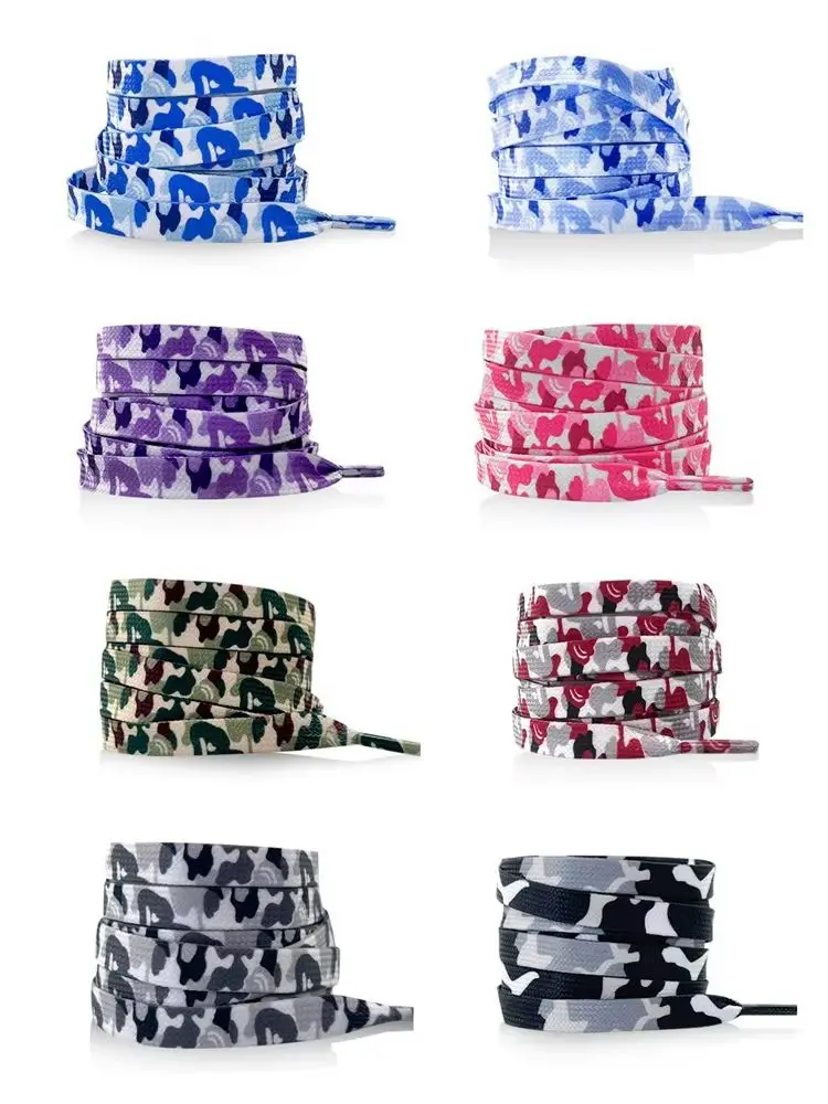 Flat Cloud Camouflage Shoelaces for Sneakers Trend Creative Shoelace  0.8CM Width 120/140/160CM Shoe Laces for AJ1&AF1 Woman Man