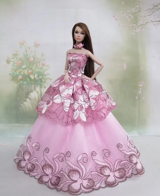 Robe de mariée en dentelle florale pour Barbie, vêtements beurre, tenues de princesse Barbie, robe de soirée, accessoires de poupées, jouet 11.5,