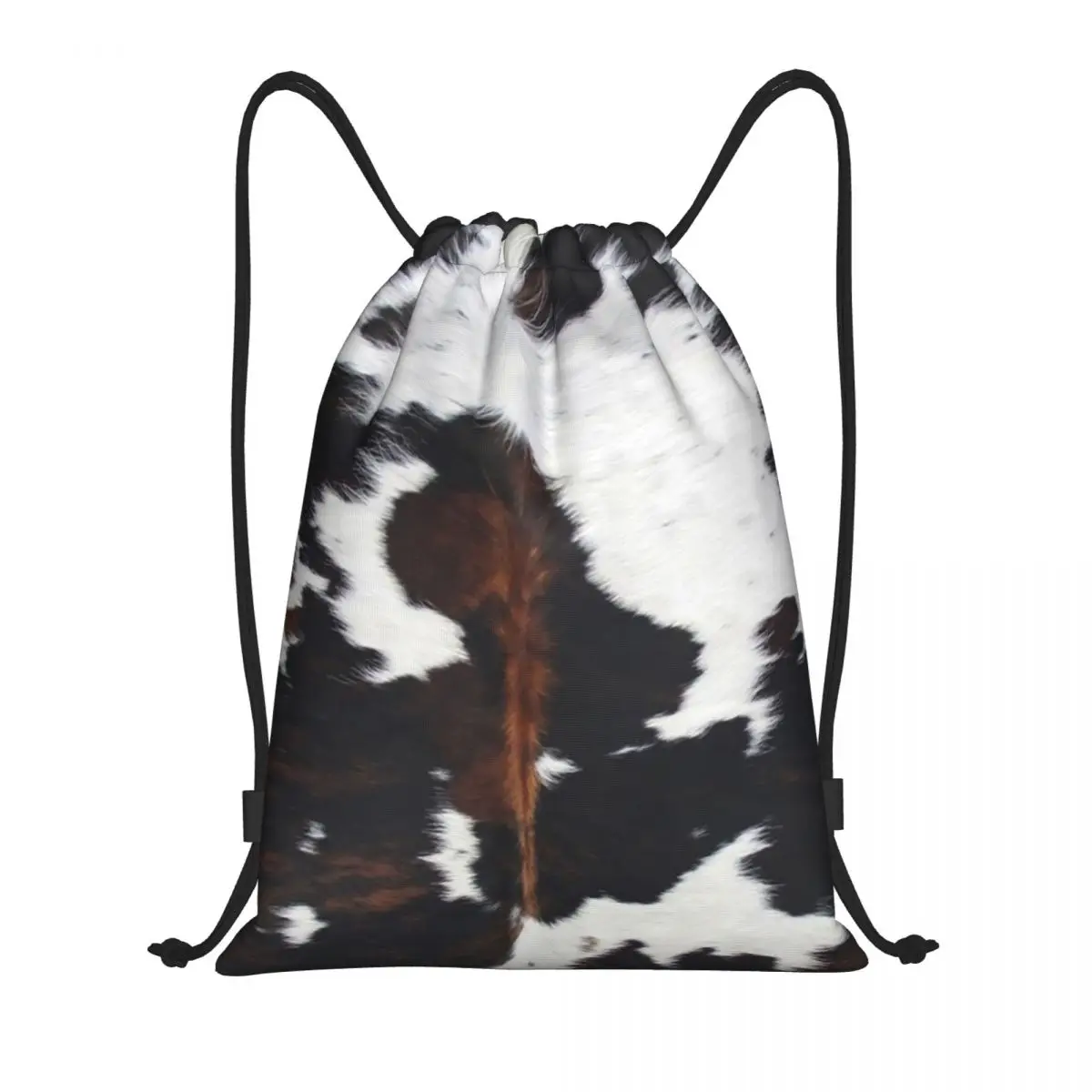 Simulated Cowhide Textured Drawstring Backpack Bags Men Women Lightweight Animal Hide Fur Gym Sports Sackpack Sacks for Yoga