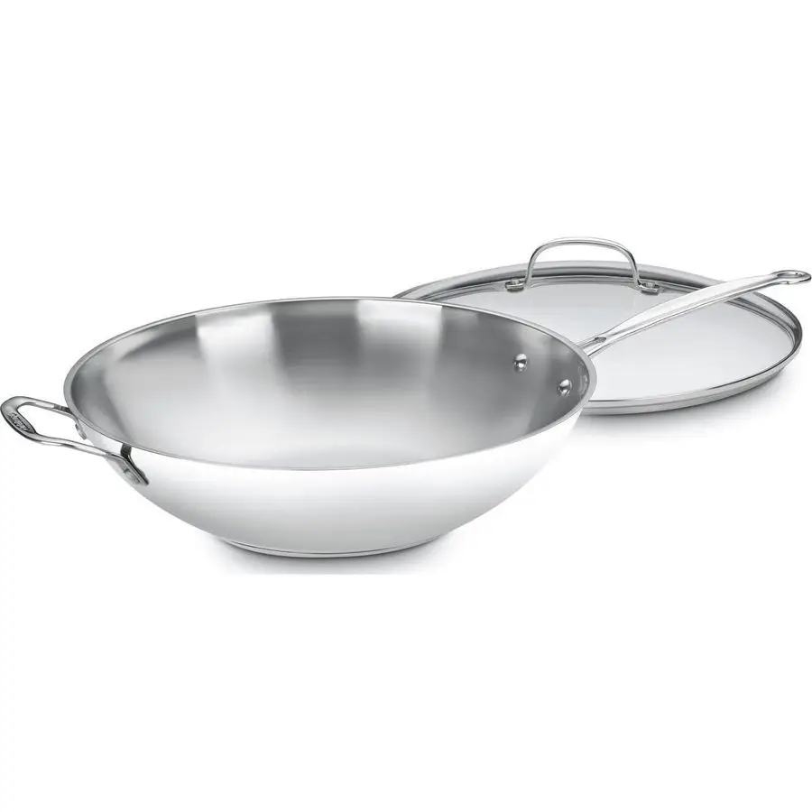 

14Inch StirFry Pan, Helper Handle and Glass Cover, Chefs Classic Stainless Steel, 72638H