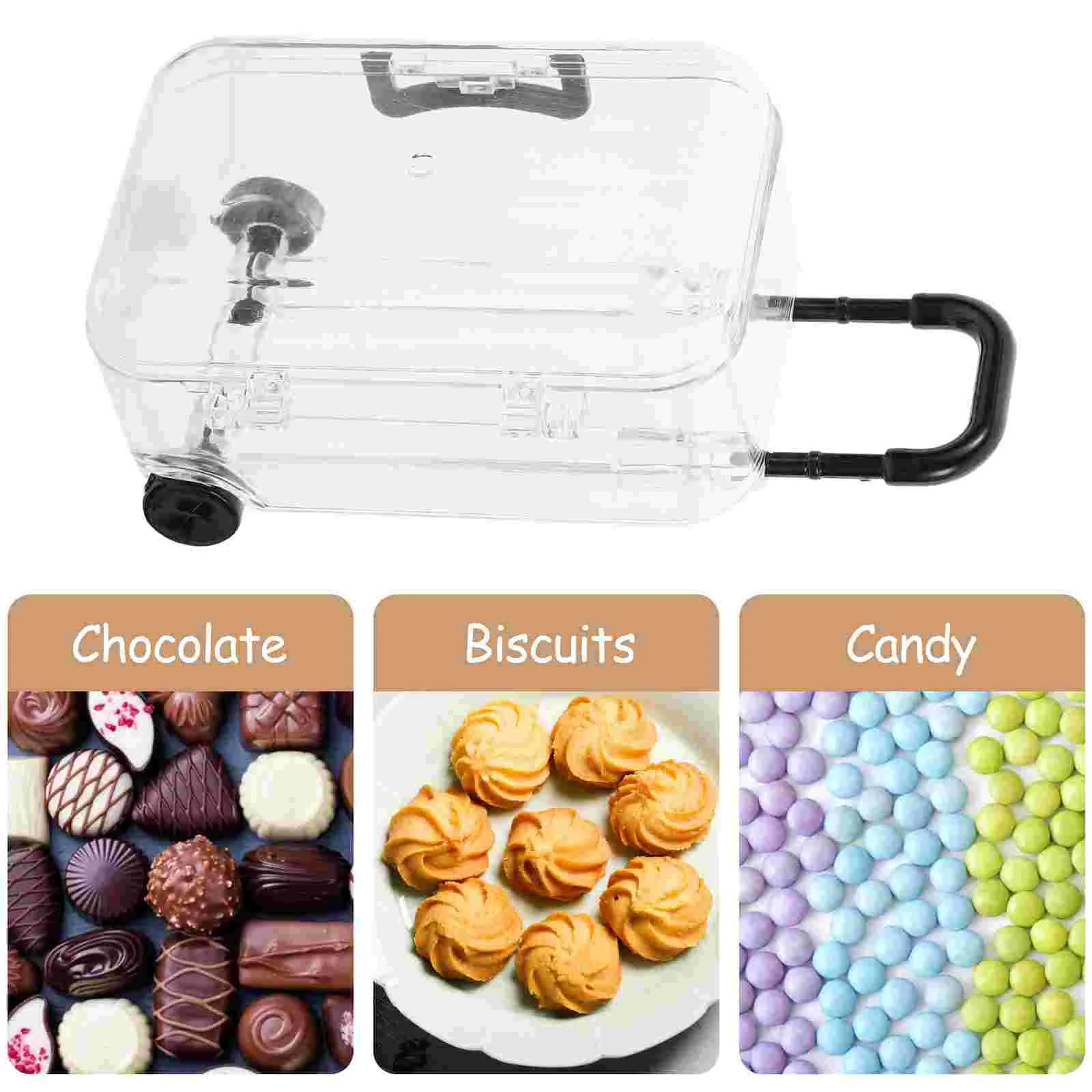 Cute Mini Transparent Trolley Suitcase Candy Box Dollhouse Accessories Toy Ornaments 6pcs Imitation