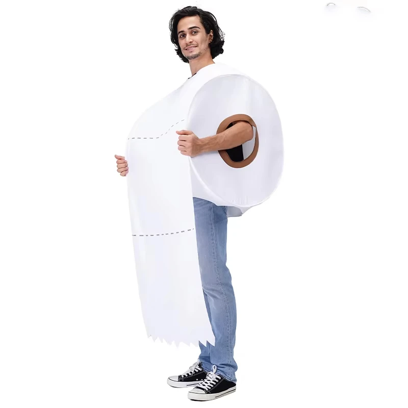 

Adult Lovers Roll Paper Costume Funny Cosplay Men Women Dress Up Tunic Ladies Halloween Purim Party Couple Role Play Jumpsuit