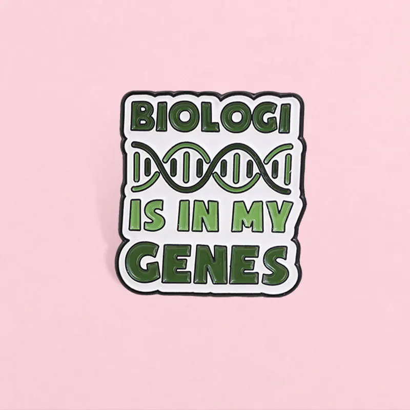 Cartoon Biology DNA Brooch Science Biology Is in My Genes Pins Badge Alloy for DIY Clothes Bags Shoes Hat Scarf Jeans Decoration