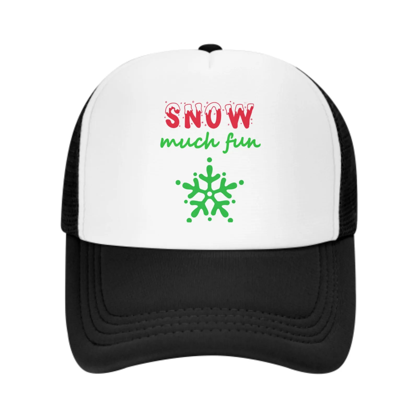 Snow Much Fun Snowflake Baseball Cap for Men Women Trucker Mesh Hat Adjustable Sports Breathable Fashion Daily Travel Unisex