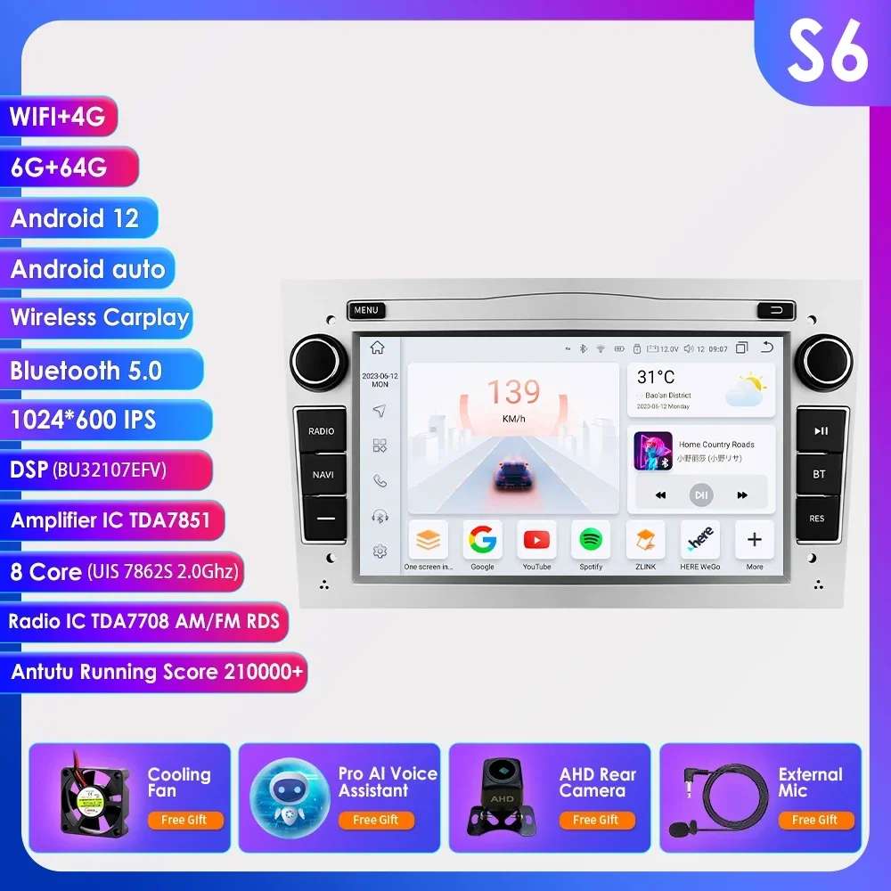 2 Din Android 12 Stereo Autoradio Multimedia Speler Gps Navi Voor Opel Corsa C Signum Vivaro Astra H Corsa D Zafira Tigra Twintop