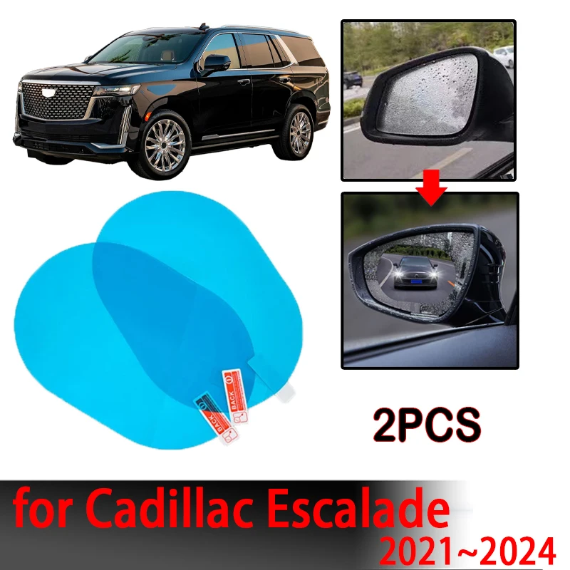 Автомобильные зеркала, стекло, противотуманное стекло для Cadillac Escalade 2021 ~ 2024, аксессуары, гидрофобная пленка, водонепроницаемая защитная пленка, детали, наклейка