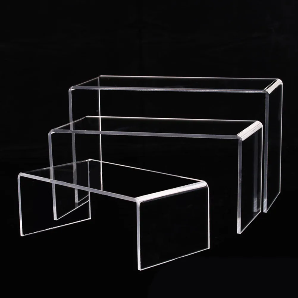 3Pcs Acrylic Shaped Display Shelf Shoe Rack Cosmetics Lipsticks Foundations Blushes Eye Shadows Storage