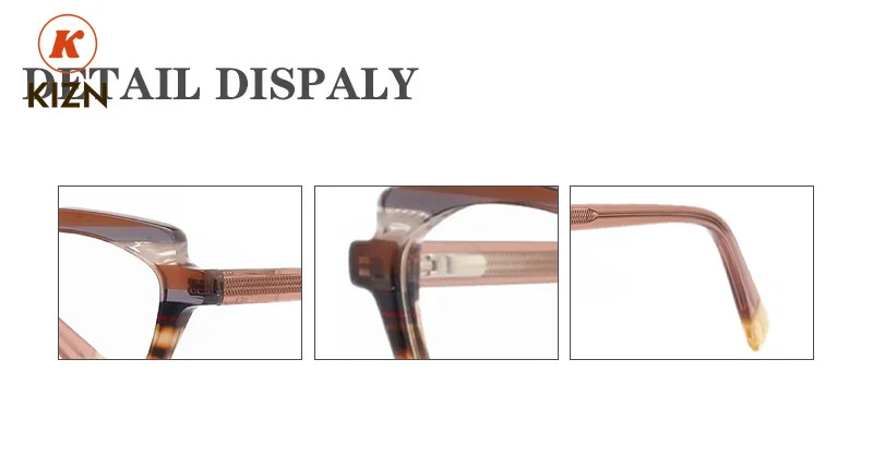 نظارات KIZN للنساء على شكل عين القطة بإطار من الأسيتات نظارات راقية بشريط بني نظارات طبية بصرية للسيدات #4