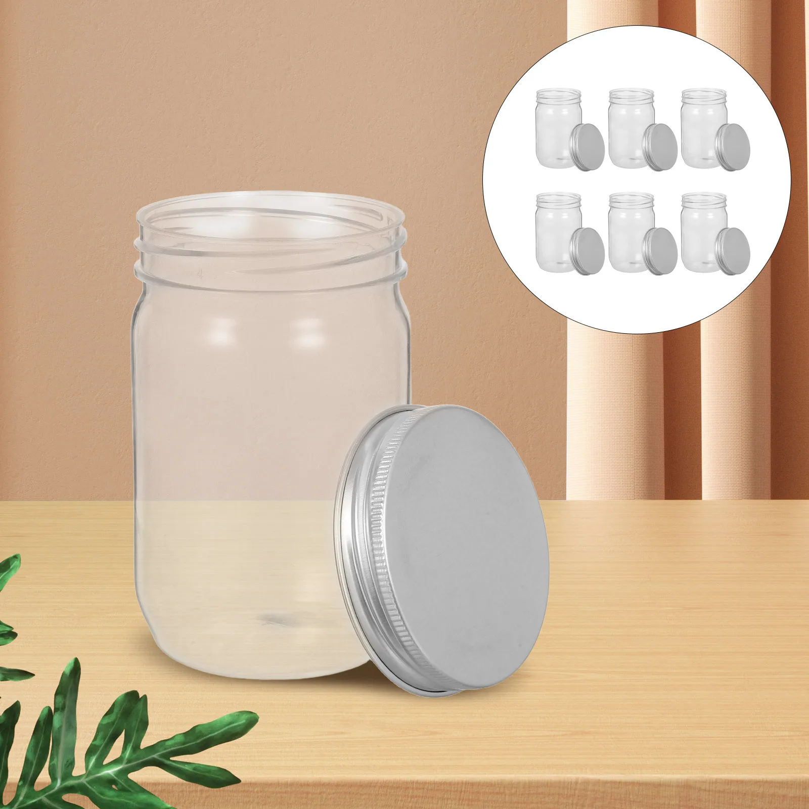 

6pcs Plastic Mason Jars Clear Candy Storage Jars Airtight Lids For Food Snacks Travel Small Transparent Containers Kitchen