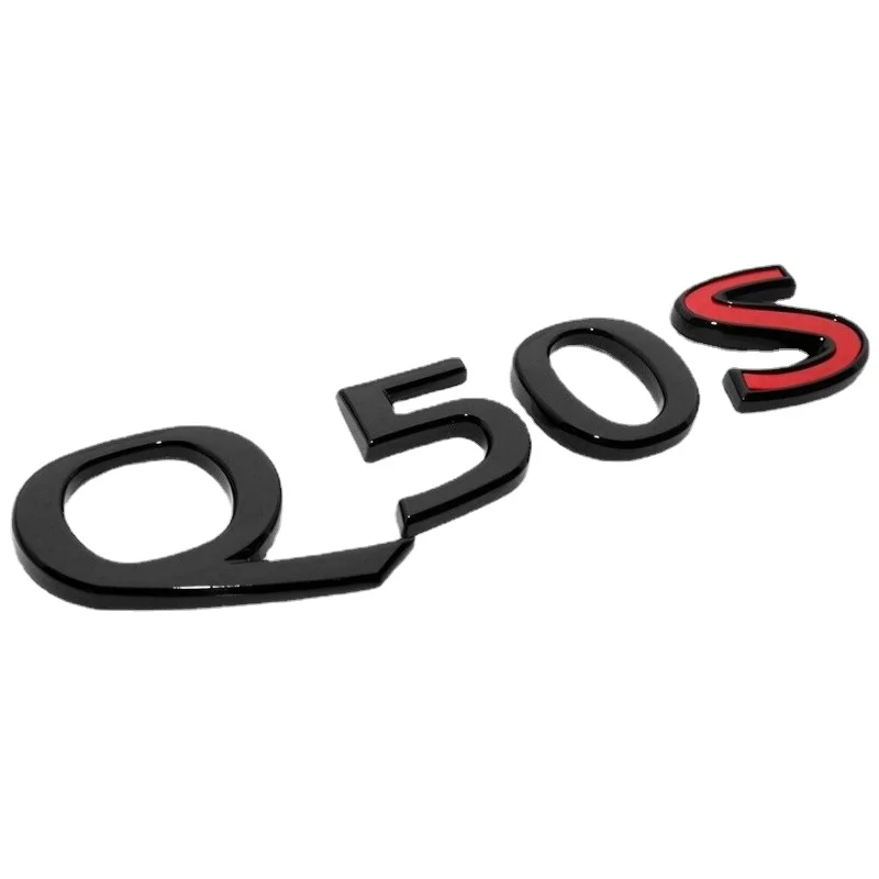 3D For Q50 Q50S Rear Trunk Logo Letter Badge Emblem Nameplate Sport Gloss Black