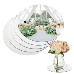 20cm Round Mirror Glass Tray Acrylic Mirror Glass Photographic Background Tray Wedding Table Centerpiece Candle Plate Decor