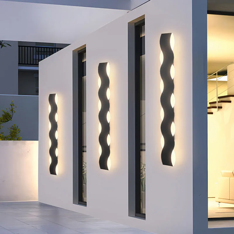 Outdoor Acrylic LED wall Lamp  Hardware Wavy Porch Light For Garden Street Villa Decoration