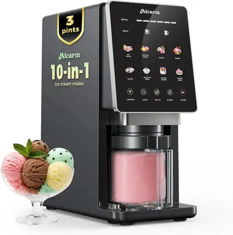 Electric Ice Cream Maker for Homemade Treats, Gelato, Yogurt, Sorbet with 10 Programs & 3 Pints