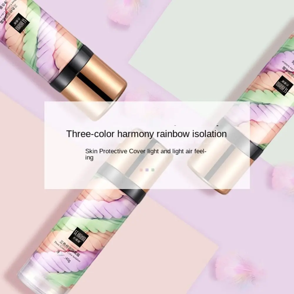 Portable Long-Lasting Moisturizing Makeup Primer Facial Primer Makeup Oil Control Concealer Three Color Isolation Cream