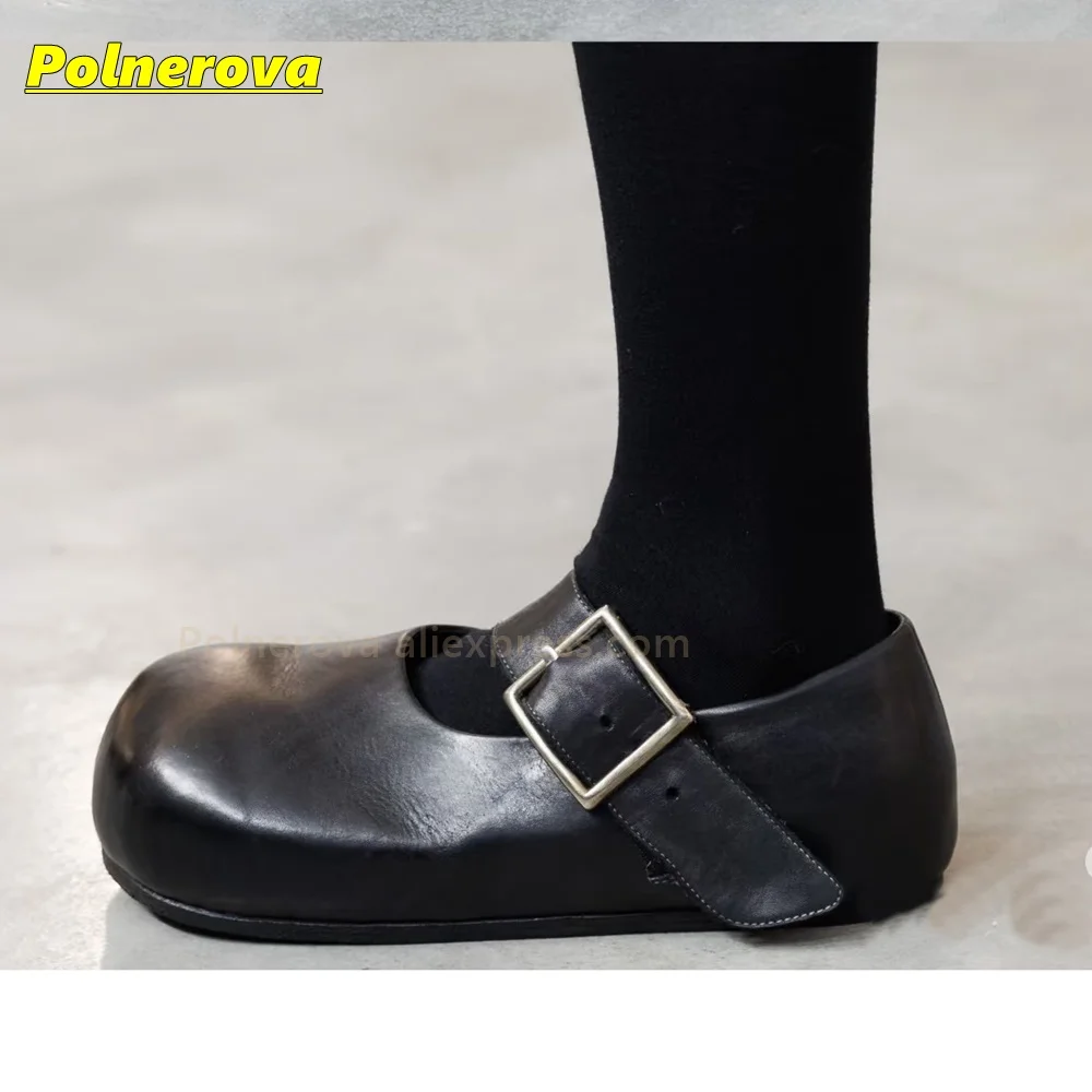 Women Round Toe Mary Jane Flat Shoes Vintage Gold Buckle Strap Slip On Loafers Casual Daily Walking Soft Sole Fashion Shoes 2026