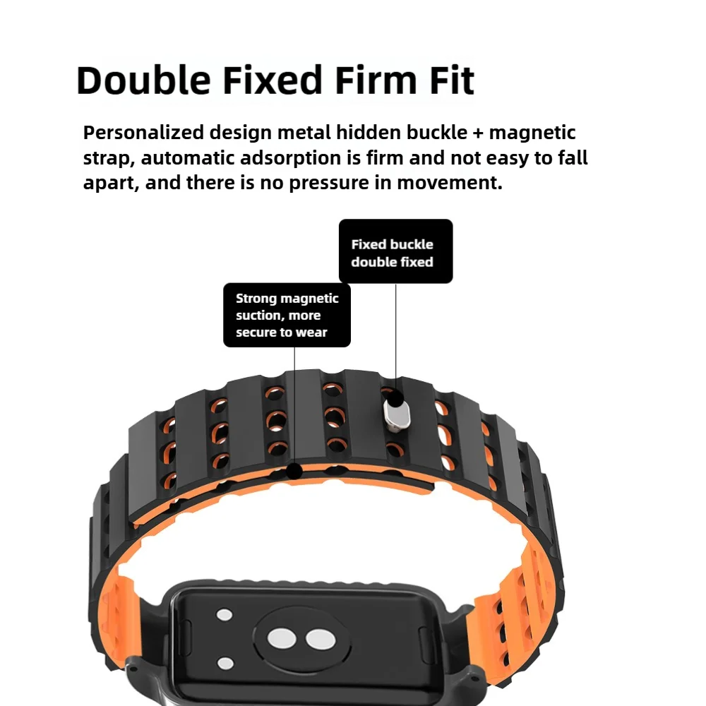 Banda magnética respirável + capa macia para honor smart band 9 pulseira buracos de ar leve silicone liberação rápida esporte banda
