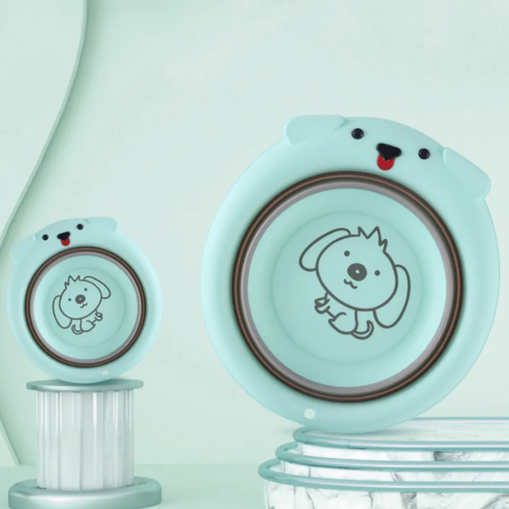 

1pc Folding Washbasin For Baby Cartoon Pattern Collapsible Portable Basin Kids Handwashing Space-Saving Lightweight