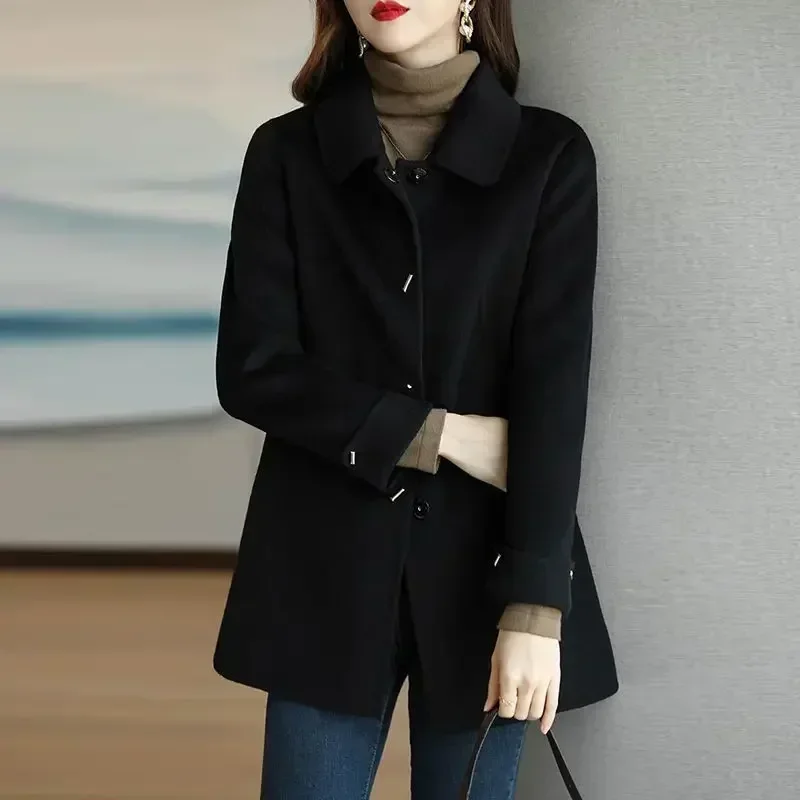 Wool Coat Elegance Coats and Jackets Women New In Autumn Winter Jacket Women Korean Style Long Sleeve Office Lady Trench Coat