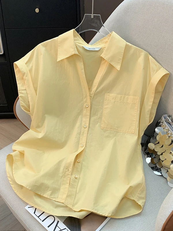 

Pure Cotton White Casual Loose ort Sve irt Women's Summer New Sle Breathable Comfortable Small Flng Sve Vest irt