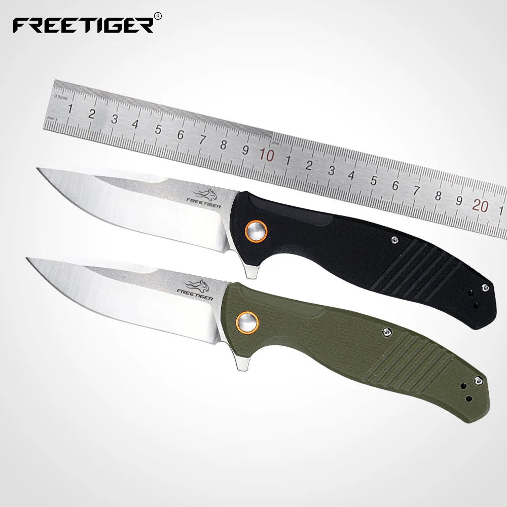 FREETIGER Folding Pocket Knife D2 Blade G10 Handle Outdoor Camping HIking Hunting Survival EDC Tools Knives with Clip