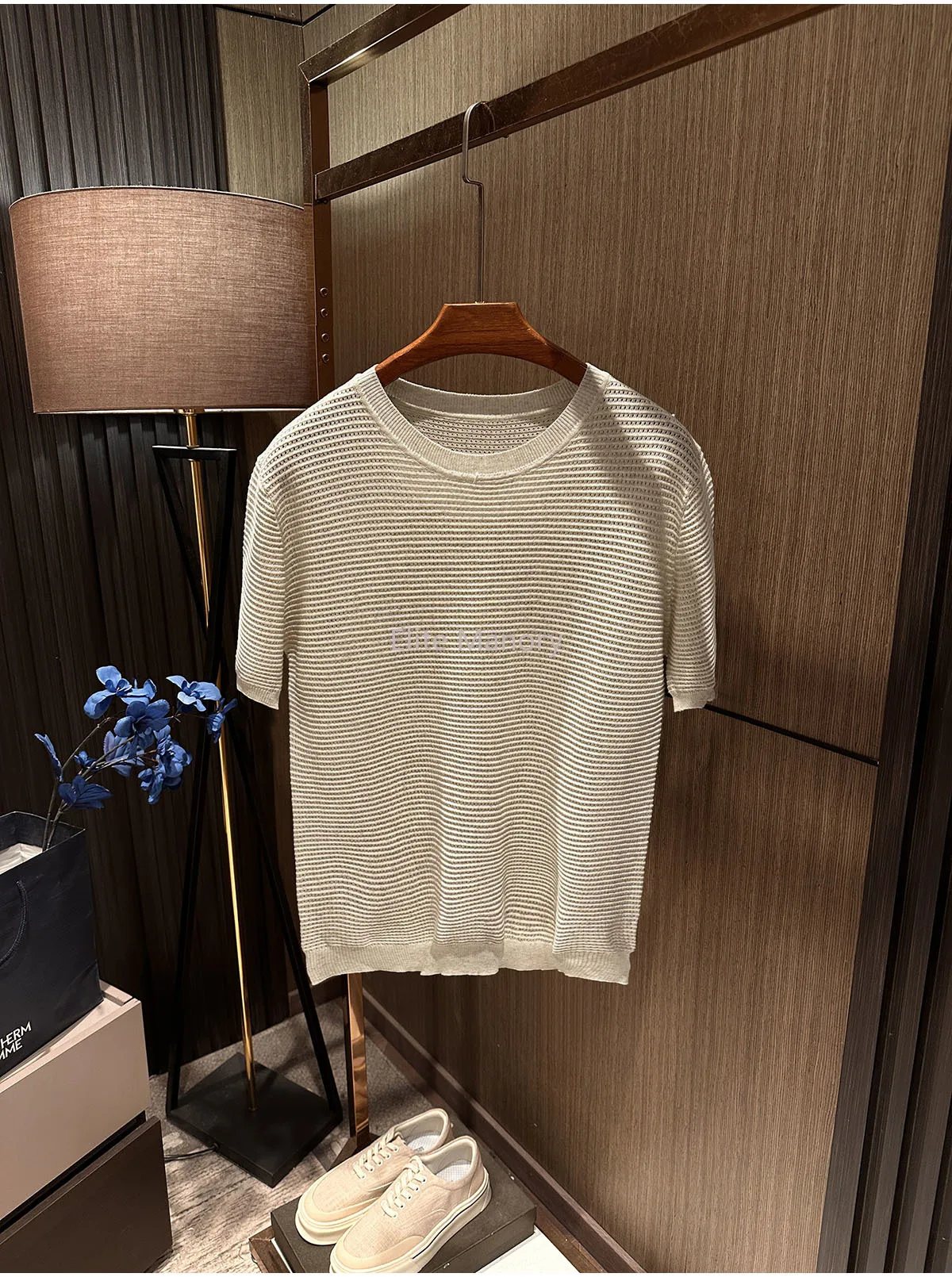 [Lazy and comfortable] 2026 summer new men's high-end round neck knitted short-sleeved T-shirt