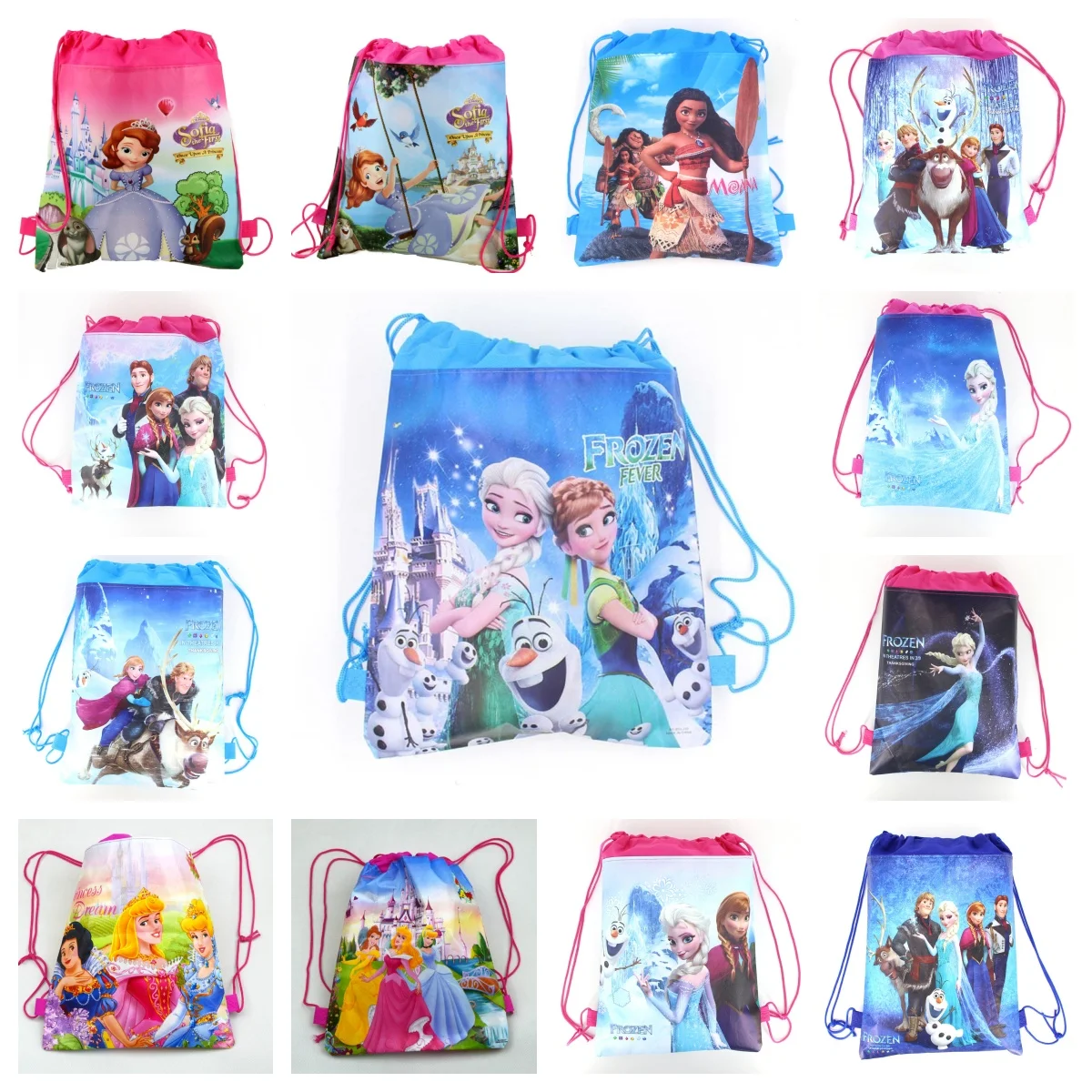 

Disney Princess Elsa Anna Sofia Mermaid Party Supplies Children's Backpack Non woven Bag Birthday party backpack Baby Shower