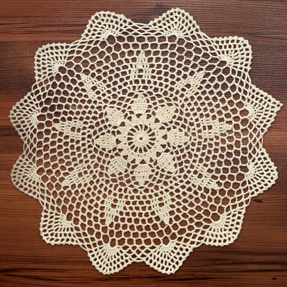 Brand New Doily Table Cloth Mat Lace Table Cloth White/Beige 40cm/15.74inch Countryside Vintage Crochet Doily Mats