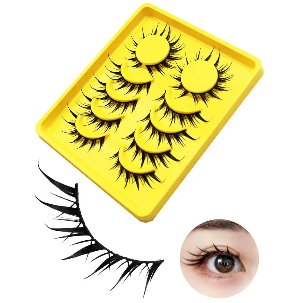 6 Pairs 7-14mm Fox Eyelashes D Curl Slim Faux Mink Lashes Fairy Natural Cat Eye Eyelashes Makeup Eyelash Fluffy Look G8S6