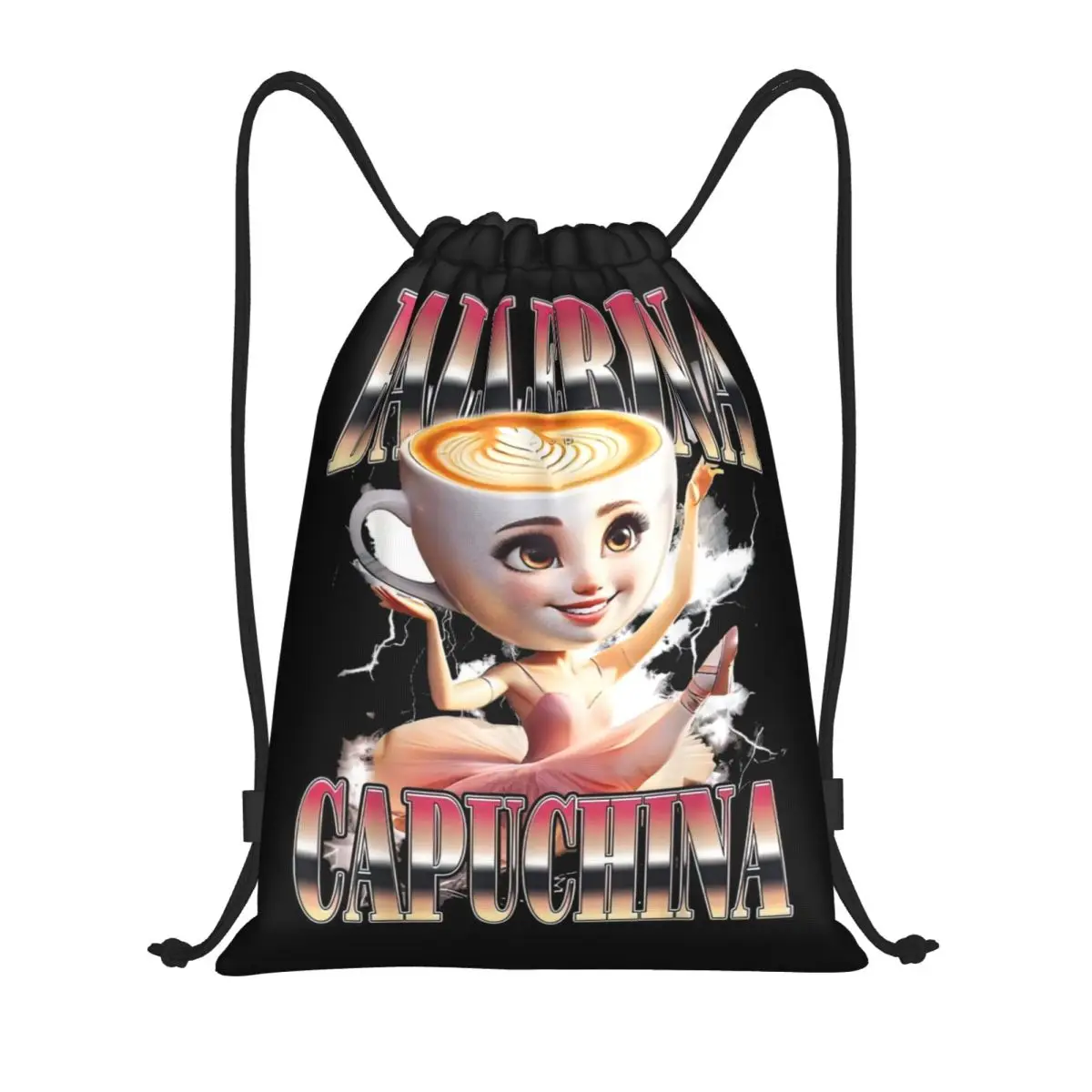 

Балерина Капучиcina Итальянский Brainrot Meme Рюкзак на шнурке Спортивная спортивная сумка Рюкзак на шнурке для тренировок