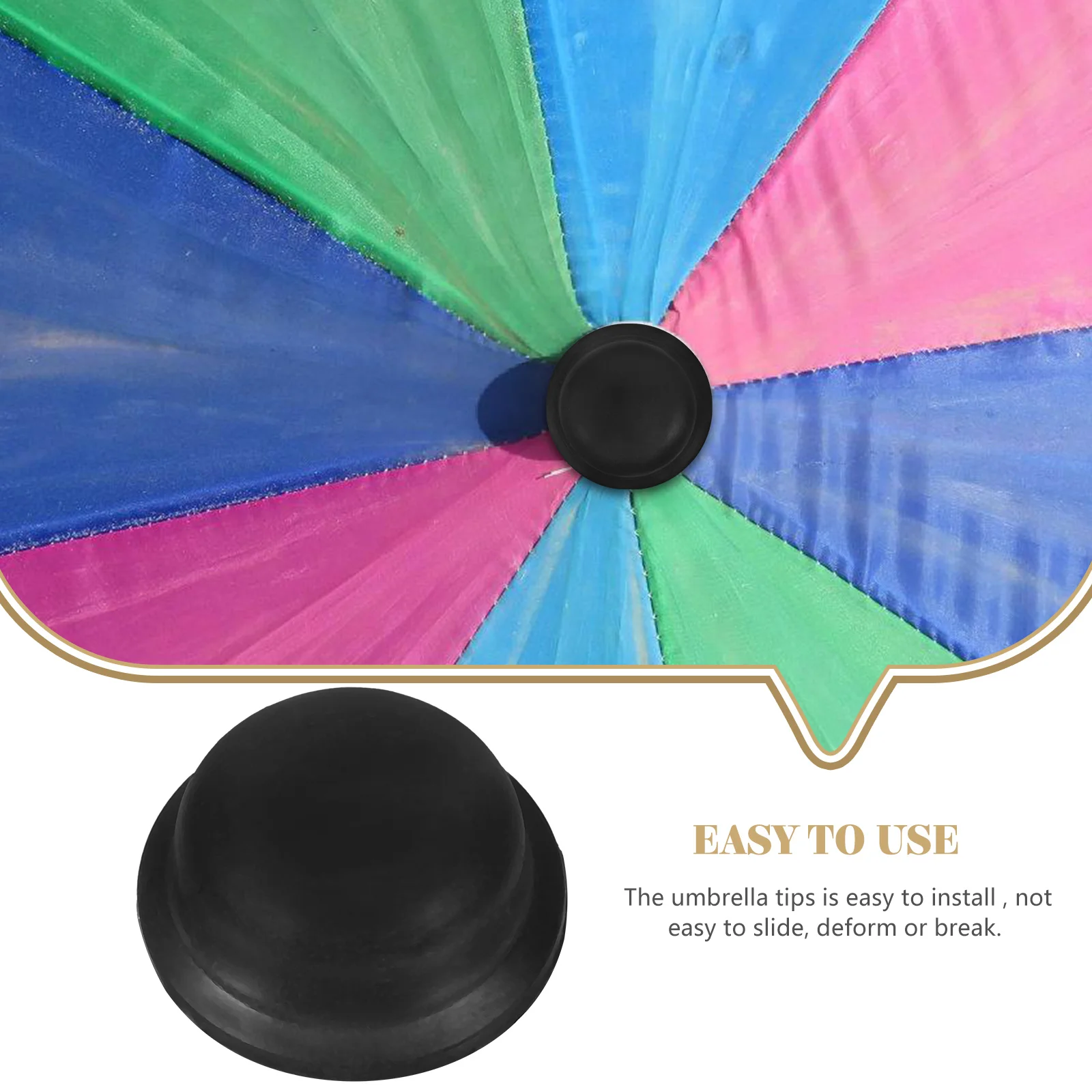 

2Pcs Black Dome Umbrella Tips Screw Caps Replacement Covers Sun Rain Protector Repair Accessories Sturdy Compact for Daily